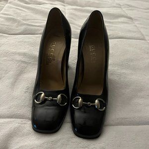 Gucci Black Patent Leather Heels.  Authentic Sz 9B Vintage